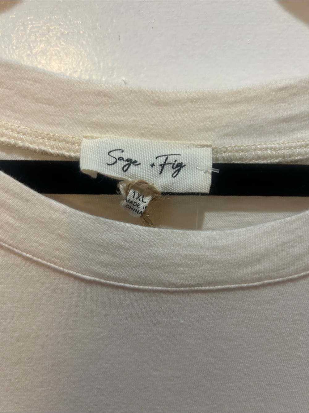 Cream T-Shirt with Embroidered American Flag Patch - Picture 5 of 7